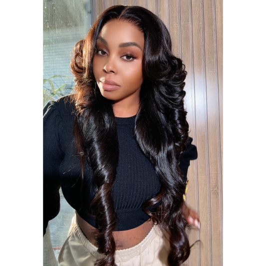 28" LAYERED DONOR WAVY WITH 13X6 HD FRONTAL WIG